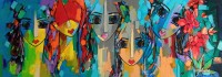 Noshi, 12 x 36 Inch, Acrylic on Canvas, Figurative Painting, AC-NOS-029 Noshi, 12 x 36 Inch, Acrylic on Canvas, Figurative Painting, AC-NOS-029